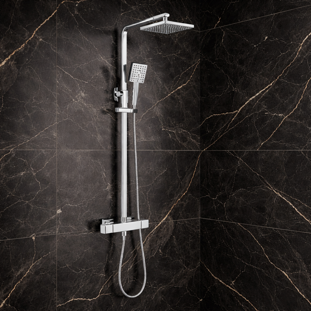 Argo Cool-Touch Thermostatic Mixer Shower w/Riser & Overhead Kit - Chrome