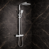 Argo Cool-Touch Thermostatic Mixer Shower w/Riser & Overhead Kit - Chrome