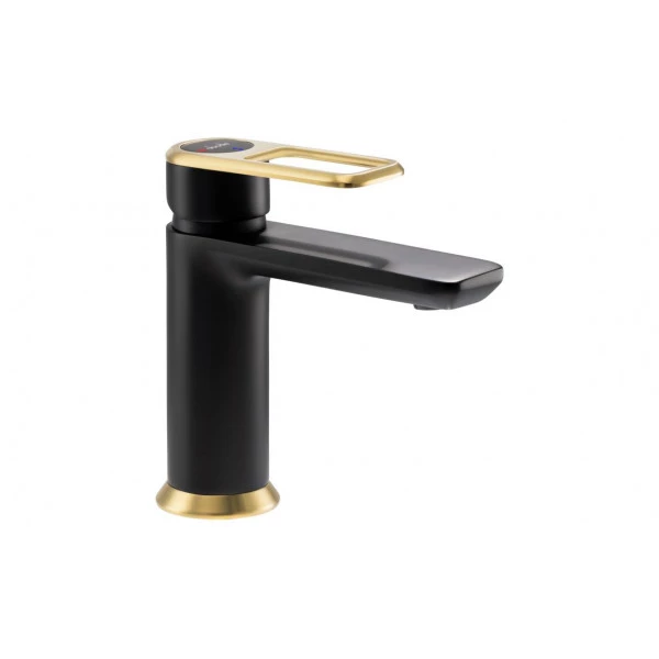 Abode Levarto Basin Mixer - Matt Black & Brass