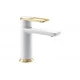 Abode Levarto Basin Mixer - Matt White & Brass