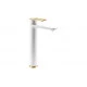 Abode Levarto Tall Basin Mixer - Matt White & Brass