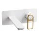 Abode Levarto Wall Mounted Basin/Bath Mixer - Matt White & Brass