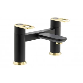 Abode Levarto Deck Mounted Bath Filler - Matt Black & Brass