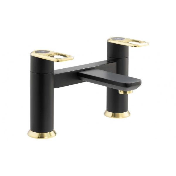 Abode Levarto Deck Mounted Bath Filler - Matt Black & Brass