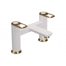 Abode Levarto Deck Mounted Bath Filler - Matt White & Brass