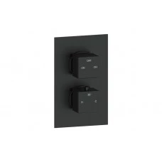 Cosmic Thermostatic Two Outlet Twin Shower Valve - Matt Black