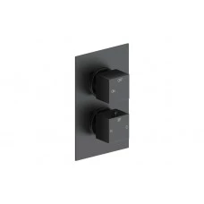 Cosmic Thermostatic Single Outlet Twin Shower Valve - Matt Black