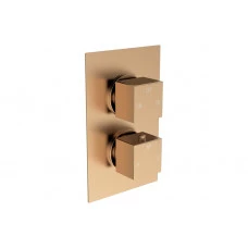 Cosmic Thermostatic Two Outlet Twin Shower Valve - Brushed Bronze