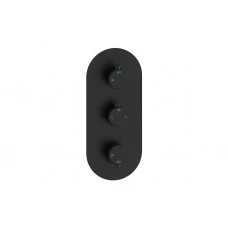 Aurora Thermostatic Two Outlet Triple Shower Valve - Matt Black