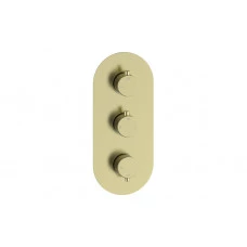 Aurora Thermostatic Two Outlet Triple Shower Valve - Brushed Brass