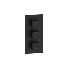 Cosmic Thermostatic Two Outlet Triple Shower Valve - Matt Black
