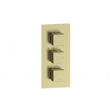 Cosmic Thermostatic Two Outlet Triple Shower Valve - Brushed Brass