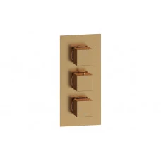 Cosmic Thermostatic Two Outlet Triple Shower Valve - Brushed Bronze