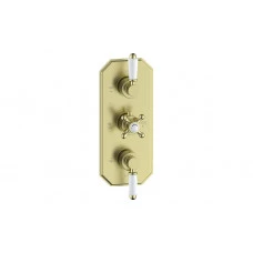 Berwick Traditional Lever Thermostatic Two Outlet Shower Valve - Brushed Brass