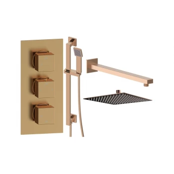 Cosmic Square Shower Valve & Kit Pack 3 - Brushed Bronze