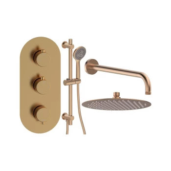 Aurora Round Shower Valve & Kit Pack 3 - Brushed Bronze