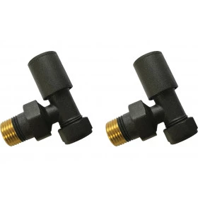 Patterned Anthracite Radiator Valves - Angled