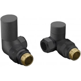 Patterned Anthracite Radiator Valves - Corner