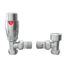 Round Thermostatic Chrome Radiator Valves - Angled Round Thermostatic Chrome Radiator Valves - Angled