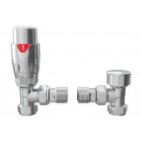 Round Thermostatic Chrome Radiator Valves - Angled