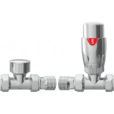 Round Thermostatic Chrome Radiator Valves - Straight