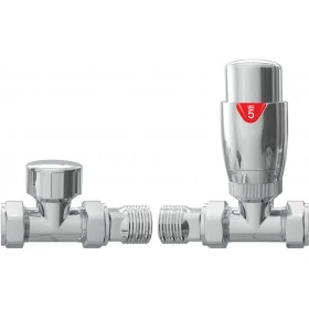 Round Thermostatic Chrome Radiator Valves - Straight