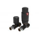 Round Thermostatic Matt Black Radiator Valves - Straight