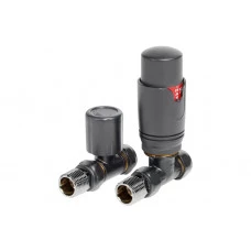 Round Thermostatic Anthracite Radiator Valves - Straight Round Thermostatic Anthracite Radiator Valves - Straight