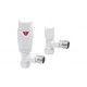 Round Thermostatic White Radiator Valves - Angled