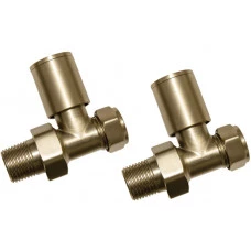 Patterned Brushed Brass Radiator Valves - Straight Patterned Brushed Brass Radiator Valves - Straight