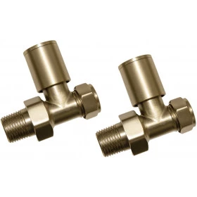 Patterned Brushed Brass Radiator Valves - Straight