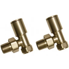 Patterned Brushed Brass Radiator Valves - Angled Patterned Brushed Brass Radiator Valves - Angled