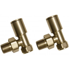 Patterned Brushed Brass Radiator Valves - Angled