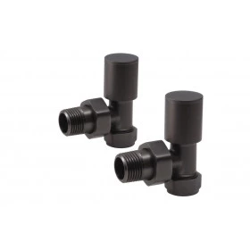 Patterned Matt Black Radiator Valves - Angled