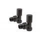 Patterned Matt Black Radiator Valves - Angled