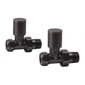 Patterned Matt Black Radiator Valves - Straight