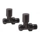 Patterned Matt Black Radiator Valves - Straight