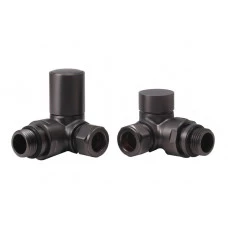 Patterned Matt Black Radiator Valves - Corner Patterned Matt Black Radiator Valves - Corner