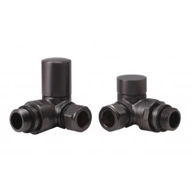 Patterned Matt Black Radiator Valves - Corner