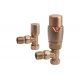 Round Thermostatic Brushed Bronze Radiator Valves - Angled