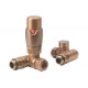 Round Thermostatic Brushed Bronze Radiator Valves - Corner