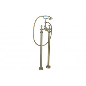 Tadlow Floor Standing Bath/Shower Mixer & Shower Kit - Brushed Brass