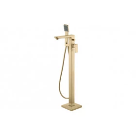 Berio Floor Standing Bath/Shower Mixer - Brushed Brass Bathroom Taps