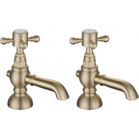 Tadlow Basin Pillar Taps - Brushed Brass