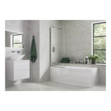 900x1500mm Space Saver Bath Screen (6mm) - Chrome