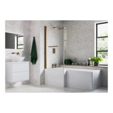 Navarre L Shape 1700x850x560mm 0TH Shower Bath Pack (LH) - Brushed Bronze