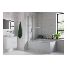 1000x1500mm Two Panel Folding Bath Screen (6mm) - Chrome