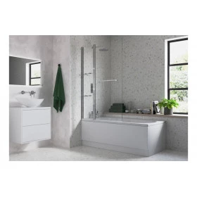1000x1500mm Two Panel Folding Bath Screen (6mm) - Chrome