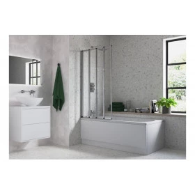 815x1400mm Framed Four Fold Bath Screen (6mm) - Chrome