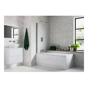 800x1400mm Sail Bath Screen (6mm) - Chrome